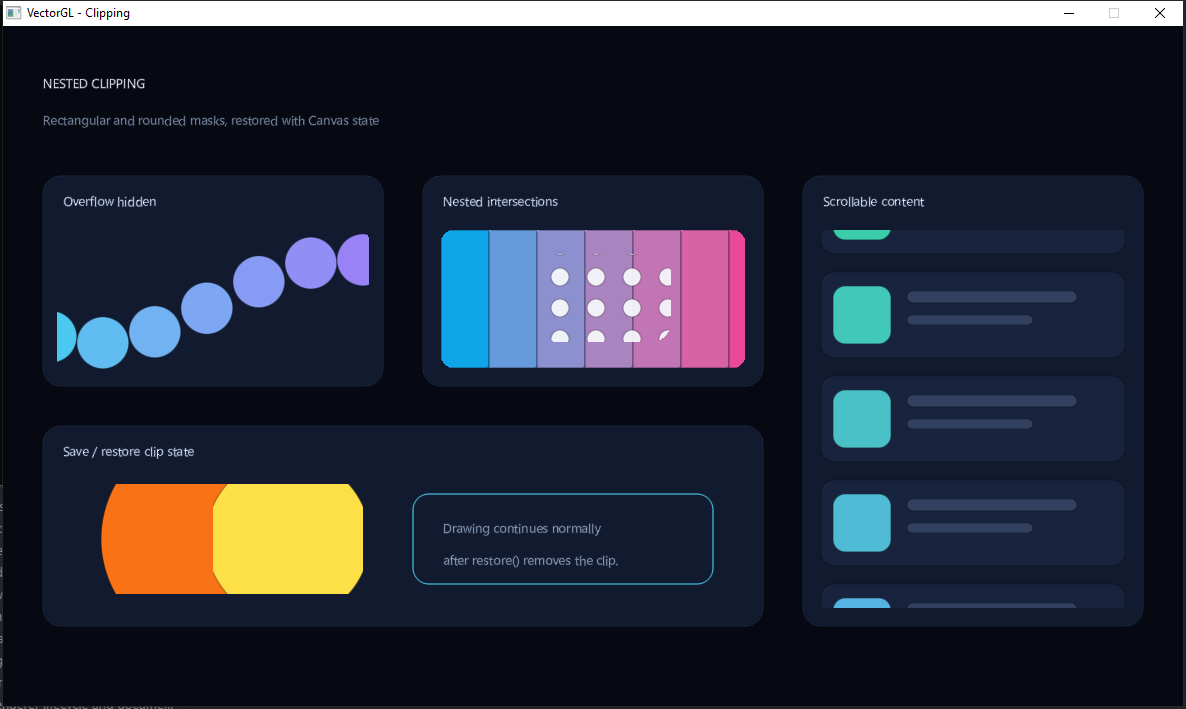 VectorGL nested rectangular clipping showcase